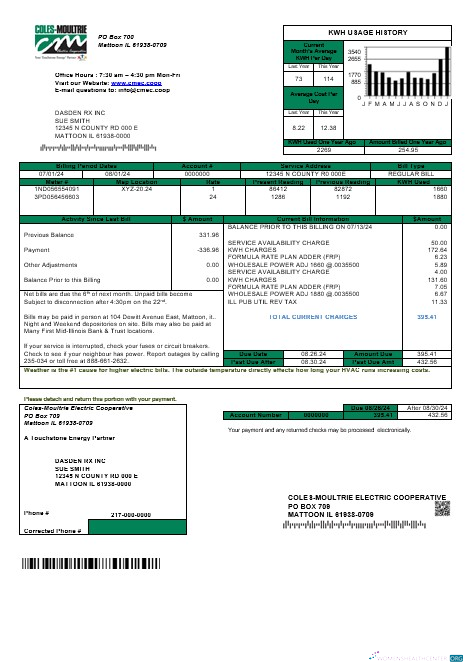 Download USA Coles – Moultrie business utility bill template in Word and PDF formats Photoshop template